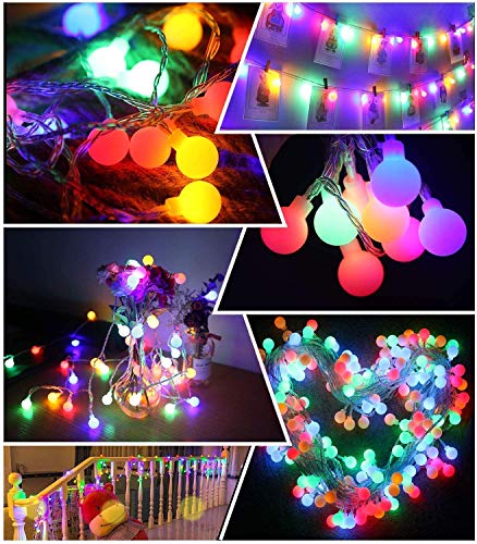 45 ft 80 LED Globe Fairy Lights with 8 modes Remote Control, Battery Powered OR USB Charge Ball String Lights,Waterproof Bulb Fairy Lights for Home,Party,Christmas and Halloween.(Multi-color)