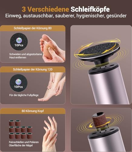 Electric Callus Remover, Exfoliating NO.1-99.98% Residue-Free, Electric Callus Remover, 130 g & Mini Format, Fatigue-Free, Rechargeable with Type-C, for Dead Hard Cracked Skin UU-MJQ