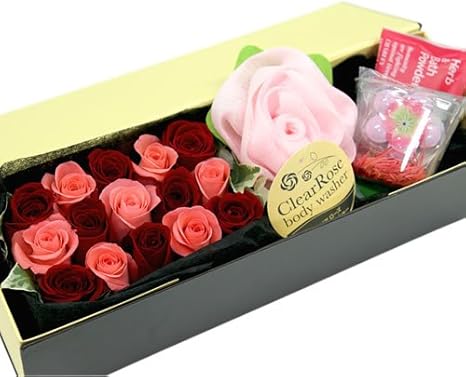 Amazon バラ風呂でお姫様に変身 バラ風呂ギフトボックス フラワーアレンジメント オンライン通販