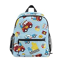 FOLPPLY kids School Bag Vintage Retro Cartoon Monster Trucks Pattern Preschool Backpacks Children Travel Daypack for Boys Girls