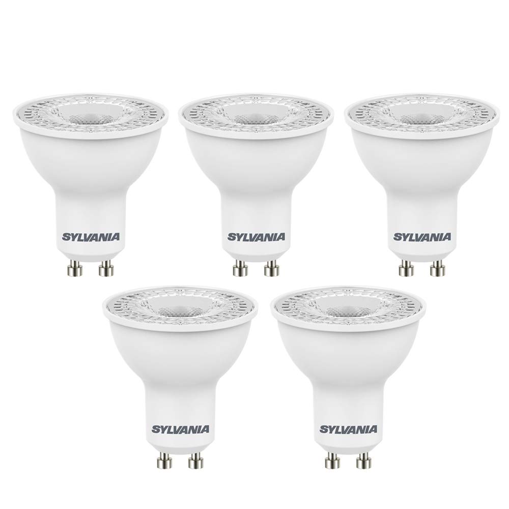 Sylvania Plastic LED Lamp, Warm White, GU10, 4.5 W, Pack of 5
