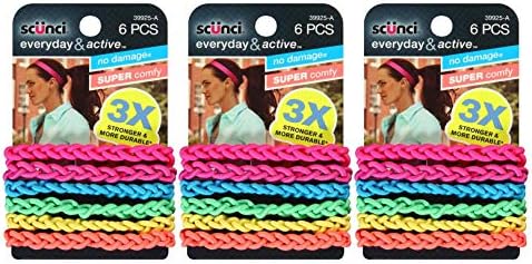 Scunci Everyday Active No Damage Hair Elastics Multi Color 6