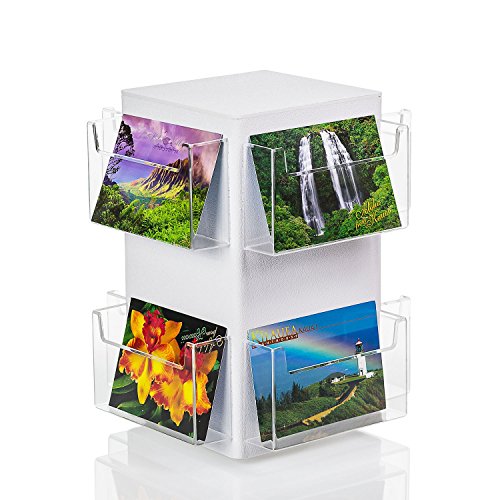 Source One Deluxe Rotating Revolving Counter Top Postcard Display Fixture Holder (1 Pack, 8 Pocket)