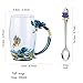Kpcuisite Glass Tea Cup Coffee Mugs & Gifts for Women with Spoon Beautiful Rose Flower Butterfly (Blue Tall)