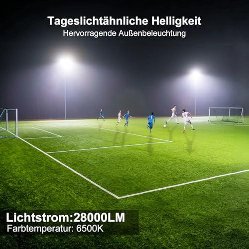 HOPEDAMAI 200 W Outdoor LED Spotlight with Adjustable 2 Heads, 28000 LM Street Light Mast Light Lamp 6500 K Floodlight Adjustable Angle IP67 Waterproof 230 V LED Street Light for Garden