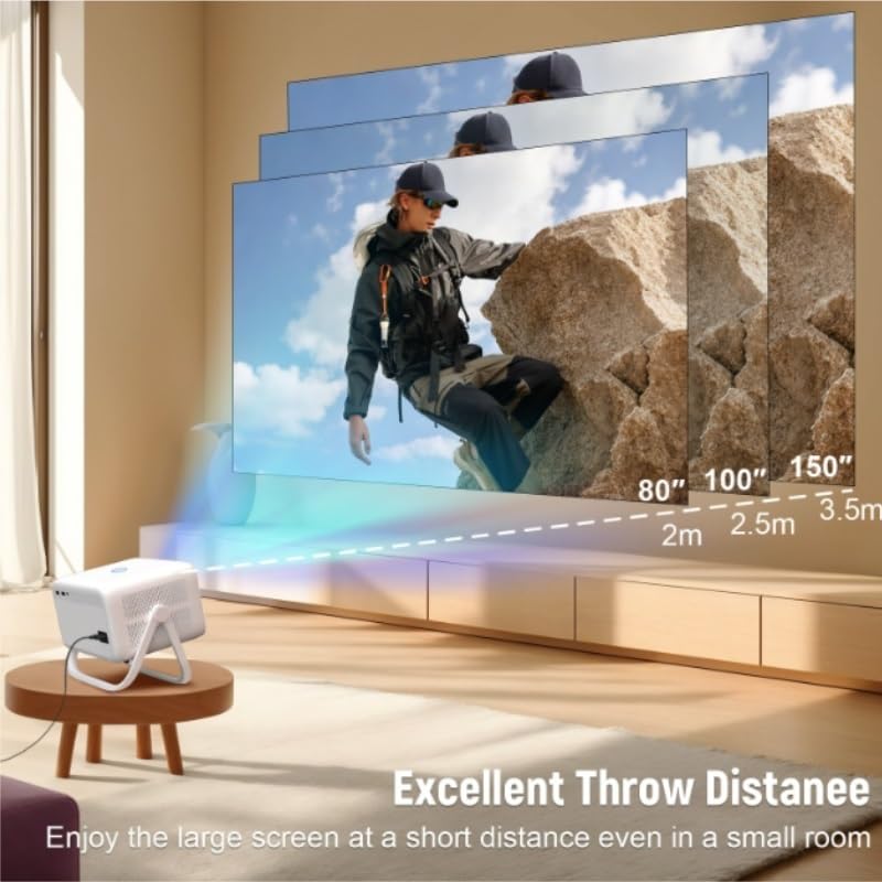 YMGSCC Portable Home Projector - 1080P Support, 200-inch Display, Compact Mini Projector for Bedroom & Outdoor Movie Nights
