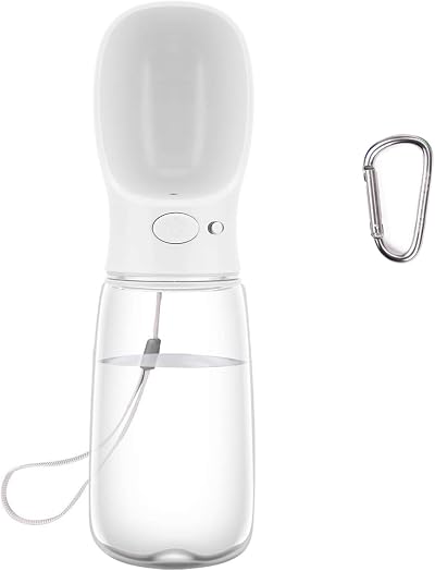 COTOP Portable Dog Water Bottle 550ml White with Bowl Leakproof