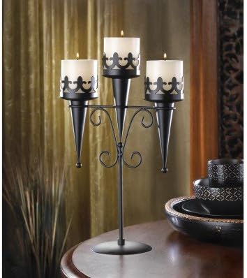 New Medieval Triple Candle Stand Gothic Black Candelabra Table Centerpiece