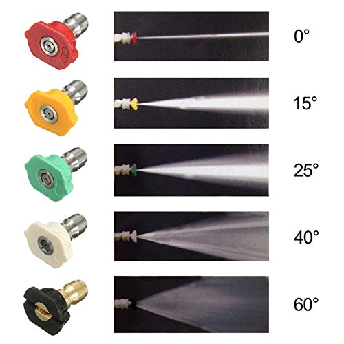 MATCC 5Pack Pressure Washer Spray Nozzles Tip Set Multiple Degrees