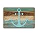 Bathroom Rug, Uphome Vintage Retro Nautical Anchor Flannel Microfiber Foam Bath Mat - Turquoise and Brown Non-slip Soft Absorbent Bathroom Mat Kitchen Floor Carpet (16