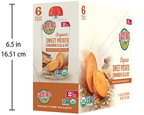 Earth's Best Organic Stage 2 Baby Food, Sweet Potato Cinnamon Breakfast, 4 oz. Pouch (Pack of 12) - Thumbnail 7