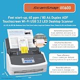 ScanSnap iX1600 White Duplex Scanner with WiFi Touchscreen ADF 50-Sheet view 2