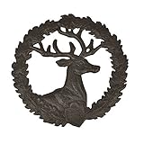 Cast Iron Trivet, Bestplus Tablemat Potholder with Rubber Legs Vintage Sika Deer Shape for Kitchen or Dining Table Decor Round TF004
