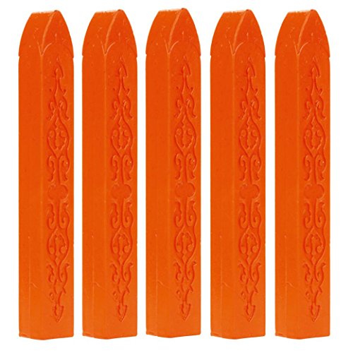 Luweki 5PCS New Vintage Manuscript Sealing Seal Wax Sticks Wicks For Postage Letter (One Size, Orange (without lamp pith))