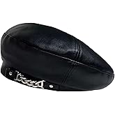 XYIYI Women's PU Leather French Beret - Black Artist Cap - Casual Beanie Hat