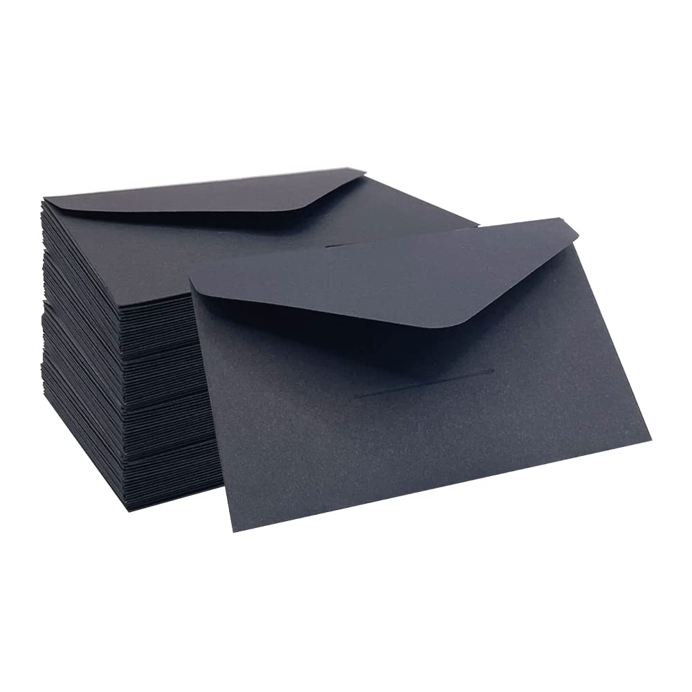 WYAN Mini Envelopes-80 Pack 10.5 * 7cm Black Classic Flap Envelopes,Small Parts Envelopes,for Gift,Greeting Cards,Wedding,Business,Invitation(Card not Included)