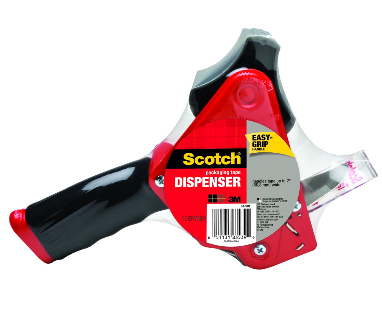 Scotch Packing Tape Dispenser, Holds Tape Up to 2" Width, No Tape Included (ST-181)