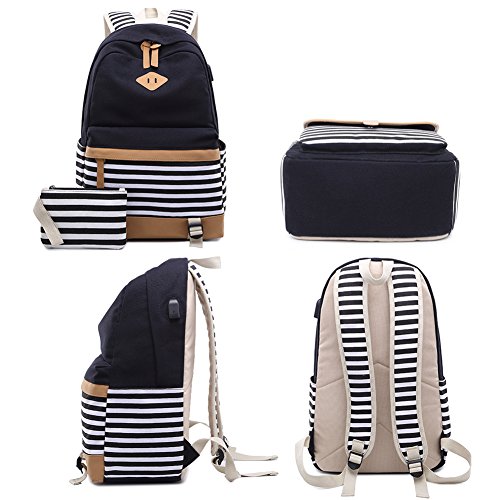 image for Peonys Canvas Bookbags School Backpack Classic Schoolbag College Lapto