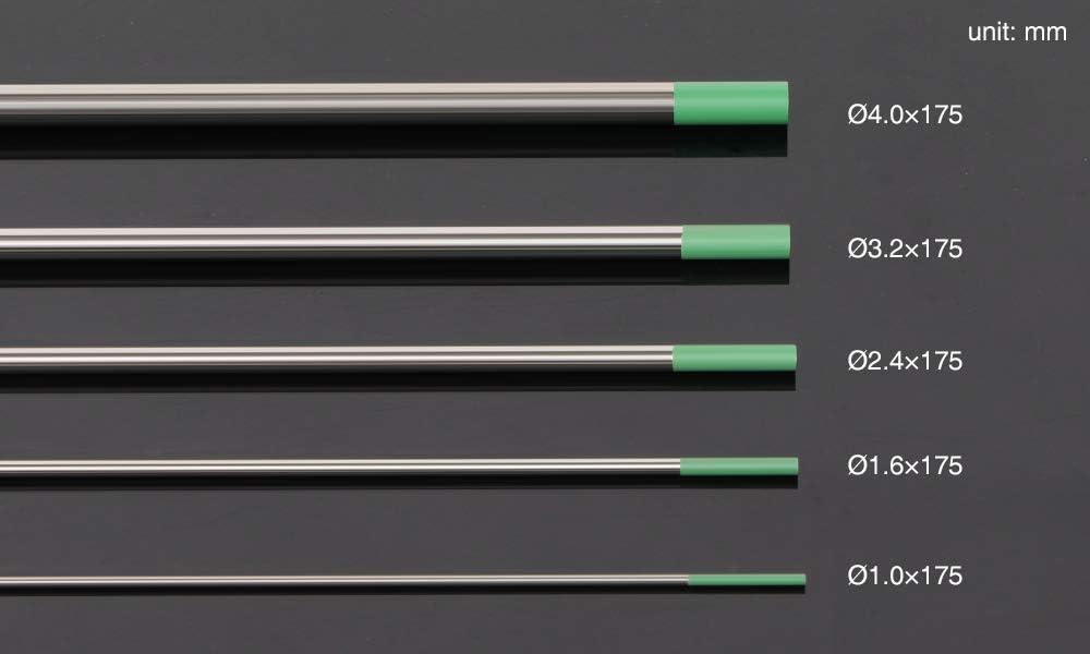 TIG Welding Tungsten Electrode Pure Tungsten 3/32" x 7" (Green, EWP) 10-pk YESWELDER - - 