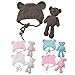 Tangc Newborn Baby Girl Boy Photography Prop Photo Crochet Knit Costume Bear +Hat Set (Light pink)