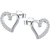 AoedeJ Minimalist Heart Stud Earrings Sterling Silver Earrings Small Heart Earrings