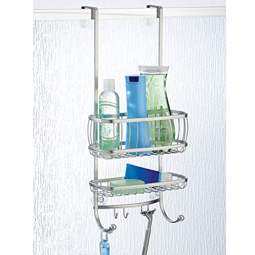 iDesign York Bathroom Over the Door Shower Caddy with Storage Baskets