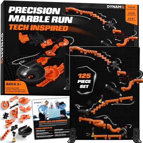 Precision Marble Run - 125 Piece STEM Building Set - Educational Learning Science Toys Kits for Kids Ages 5+ Adults - 3D Marble Maze Construction Game, Christmas Birthday Gifts for Boys, STEM Project