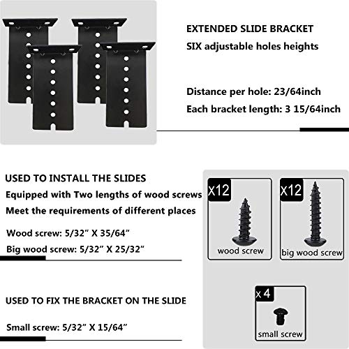 FRMSAET Heavy Duty 12''/14''/16''/18'' Thickness Steel Construction Ball Bearing Slides Keyboard Drawer Tray Accessories Cabinet Furniture Hardware Rails (18 inches, Black) - Thumbnail 4