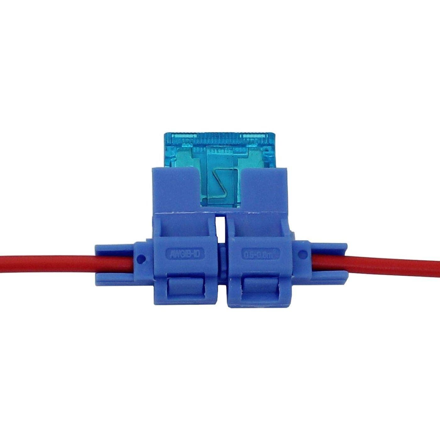 Lumonic 5X Car Fuse Holder 0.5-0.8mm² 10A Backup + 19mm 15A Flat Fuses Insulation Displacement Technology
