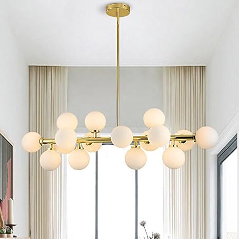 16 Light Pendant Lighting Jinyuze Multiple Globe Glass Shade Gold