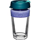 KeepCup Longplay - Reusable Coffee Cup, Double Wall Glass with Removable sleeve and splashproof sipper lid - 16oz/454ml - Haze