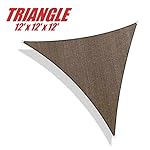 ColourTree 12' x 12' x 12' Sun Shade Sail Canopy  Triangle Brown - Commercial Standard Heavy Duty - 160 GSM - 4 Years Warranty
