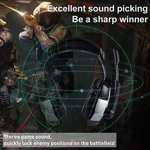 New Xbox one Gaming Headset ONIKUMA K5Ppro 3.5mm Stereo Wired Over Ear Gaming Headset with Mic&Noise Cancelling & Volume Control for New Xbox One/PC/Mac/ PS4/ Table/Phone (Black&Blue) - Thumbnail 3