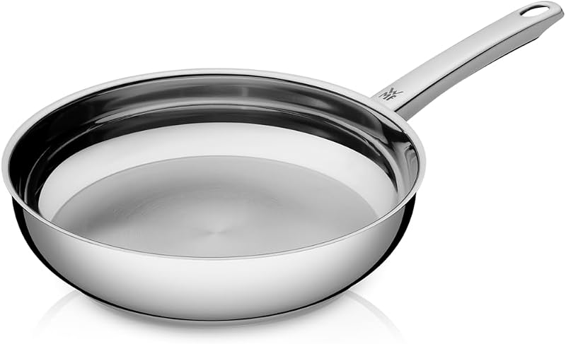 Profi Edelstahlpfanne 20 cm, Bratpfanne Induktion, unbeschichtet, spülmaschinengeeignet, backofenfest bis 250 Grad, für alle Herdarten geeignet, für hohe Temperaturen, tropffrei, ergonomisch