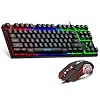 MFTEK RGB Rainbow Gaming Keyboard and Mouse Combo, Compact 87 Keys Backlit Computer Keyboard with Gaming Mouse, USB…