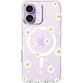 MOSNOVO for iPhone 17 Case | Compatible with Magsafe | Military Grade 6.6ft Drop Tested | Camera Control | Clear with White Daisy Design