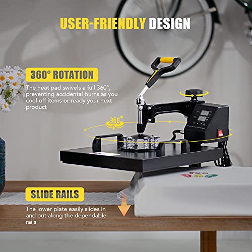 COZ Heat Press Machine, 8 in1 Swing Away Flat Plate Cap Mug Press Set