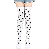 Violet Mist Thigh High Socks for Women Novelty Polka Dot Over the Knee High Socks Black Funny Extra Long Sock Thigh Highs