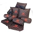 Cobra Auto Accessories Black and RED Diamond JDM VIP CAR Interior Seat Back and Neck Pillows Set (10 Piece)