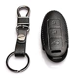 Genuine Leather Car Remote Key Holder Case Cover For Nissan Pathfinder Versa Juke 370Z Murano Rogue 3-Button Black