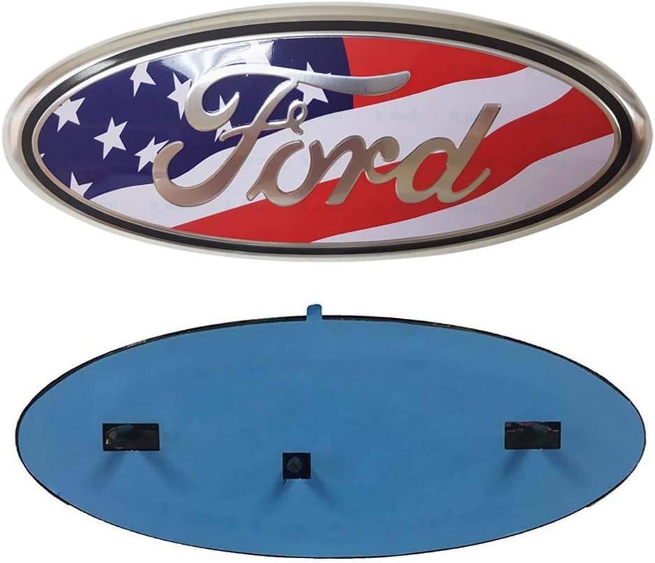 Front Tailgate Emblem, Oval 9"X3.5" Compatible With Ford, American Flag Decal Badge Nameplate for Ford 04-14 F150 F250 F350, 11-14 Edge, 11-16 Explorer, 06-11 Ranger