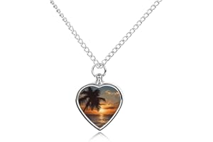 Ouyniei Sunset Palm Tree Ocean Pet Cremation Jewelry Personalized Pet Urn Necklaces for Dog Cat, Custom Cremation Ashes Penda
