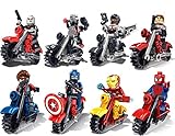 BIGOCT® Marvel DC Super Heroes Action Mini Figure with Vehicle Motorcycle (Lot of 16)