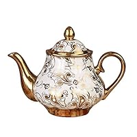 KINGZHUO Tea Pot Luxury Gilding Tea Pot with Infuser Pretty decorative teapot Nordic Porcelain Teapot 1000 ml 33 FL OZ Ceramic Coffee Pot Multicolored Cafe Home Teatime Drinkware Type 1