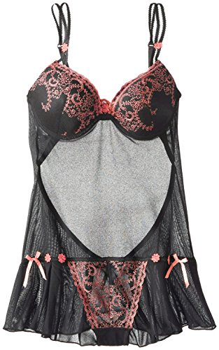 image for Just Sexy Women's Plus-Size Stretch Mesh Embroidered Bodysuit Teddy Pl