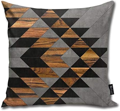 BLUETOP Urban Tribal Pattern 10 - Aztec - Concrete And Wood Pillow Cover, 18 x 18 Inch Winter Holiday Farmhouse cotton Cushion Case Decoration for Sofa Couch