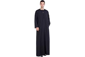 LENMIPOT Men's Muslim Clothes Durable Kaftan Robe Dubai Long Gown Ethnic Clothes,1pc Soft Robe