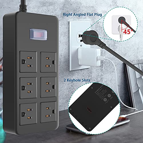 Jgstkcity Outdoor Waterproof Power Strip, 6 Flat Plug Outlets, Widely