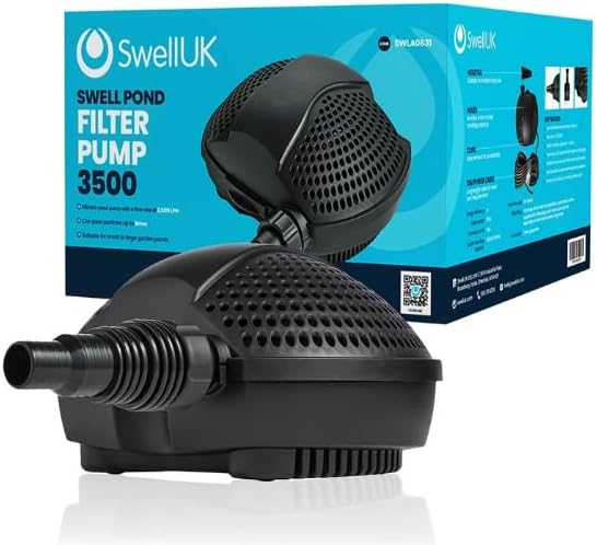 Swell UK Swell Pond Pump 3,500 LPH for Filter Garden Fish Koi 3 Year