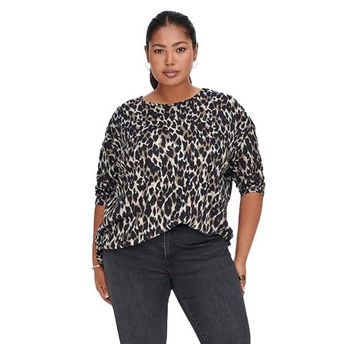 ONLY Carmakoma Women's Caralba 3/4 Top Noos, Taupe Grey/AOP: Anita Leo, 24/26